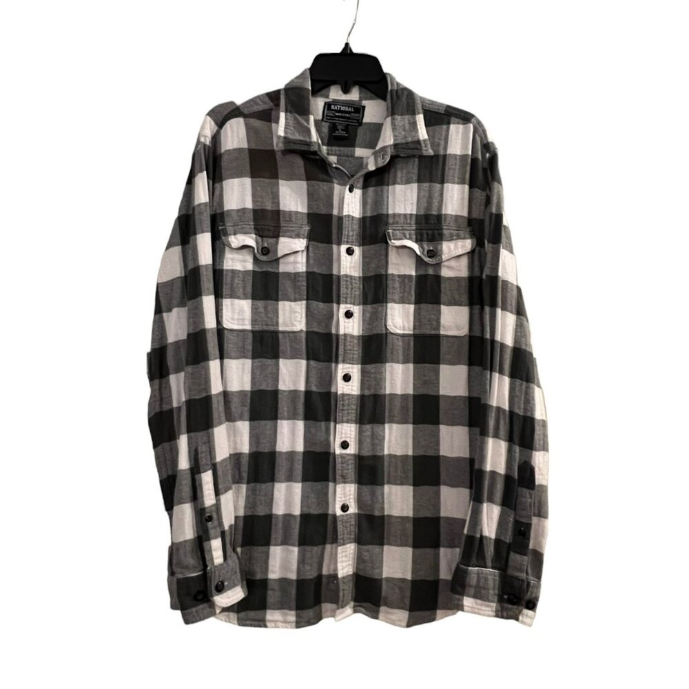 National Outfitters Black/White Buffalo Check Unisex Shirt Large